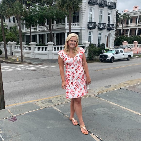 Banana Republic Front Button Short Sleeve Midi Dress Floral Women’s Size 8 - Picture 4 of 10